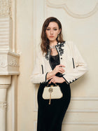 Lace-Embroidered Tweed Cropped Jacket