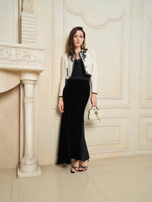 Elegant Velvet Tulle Slit Mermaid Skirt