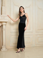 Elegant Velvet Tulle Slit Mermaid Skirt