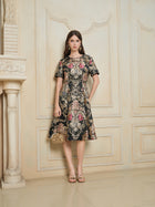 Luxe Gold Floral Satin Dress