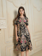 Luxe Gold Floral Satin Dress