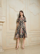 Luxe Gold Floral Satin Dress