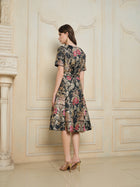 Luxe Gold Floral Satin Dress