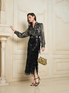 Luminous Metallic Ruffle Blouse