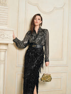 Luminous Metallic Ruffle Blouse