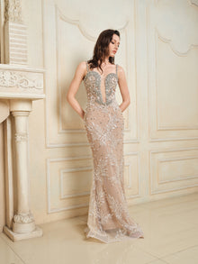 Hand-Beaded Embroidered Cocktail Dress