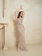 Hand-Beaded Embroidered Cocktail Dress