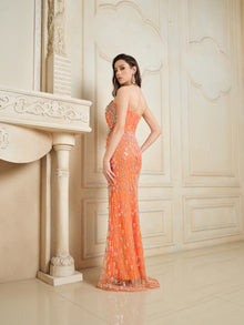 Amber Crystal Strapless Gown