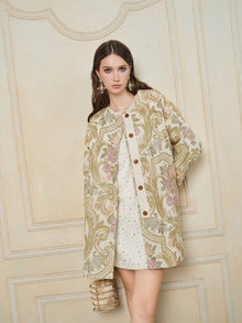 Baroque Floral Jacquard A-Line Jacket