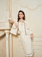 Ivory Gold Sequin Tweed Skirt