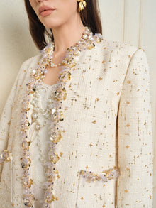 Handcrafted Sequin Floral Tweed Jacket