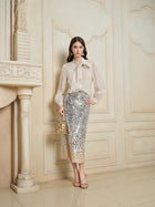 Ombre Sequin Slim Skirt