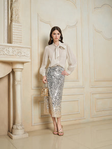 Ombre Sequin Slim Skirt