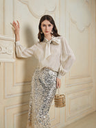 Ombre Sequin Slim Skirt