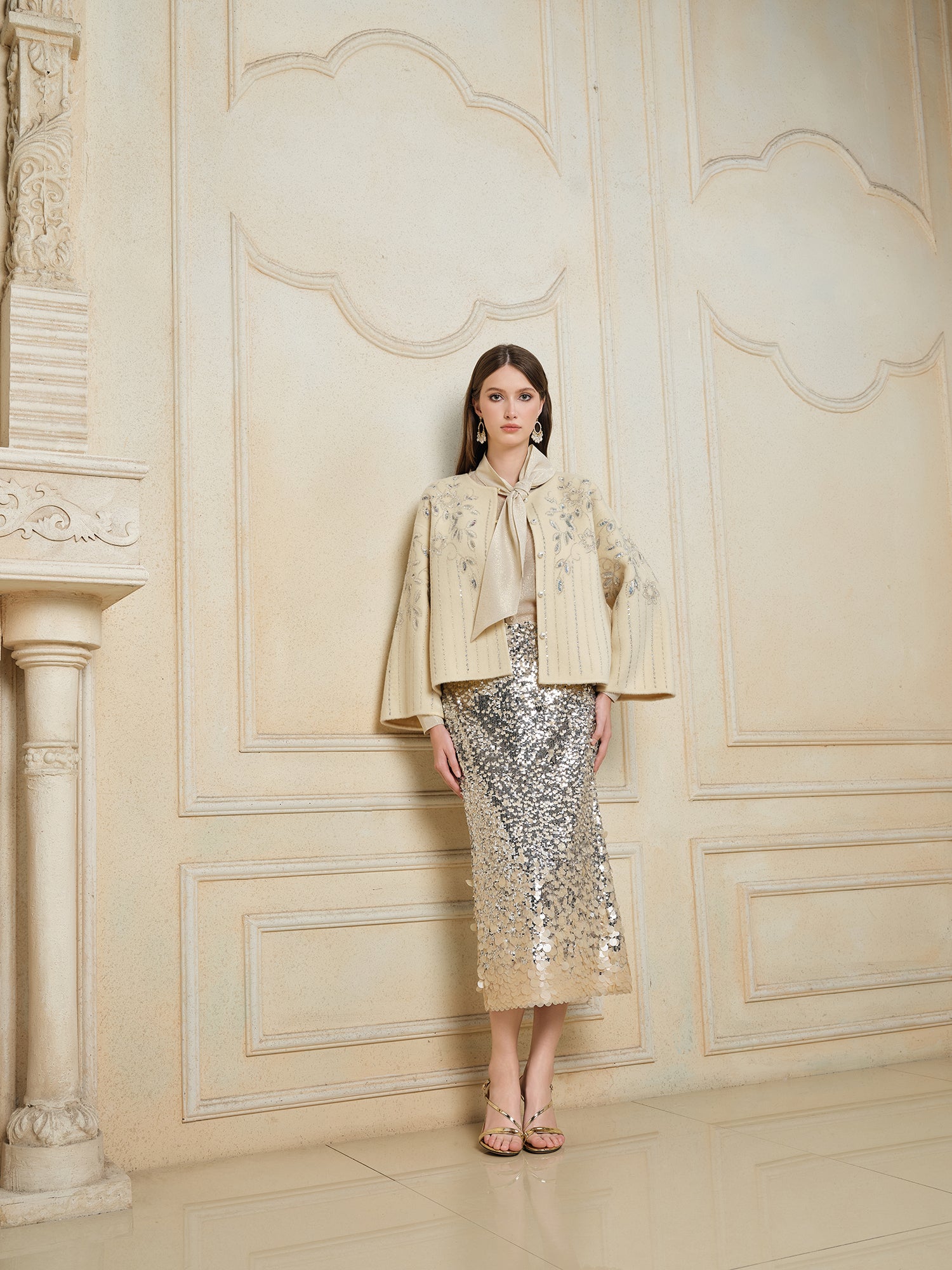 Ombre Sequin Slim Skirt