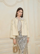 Golden Ribbon-Tie Blouse