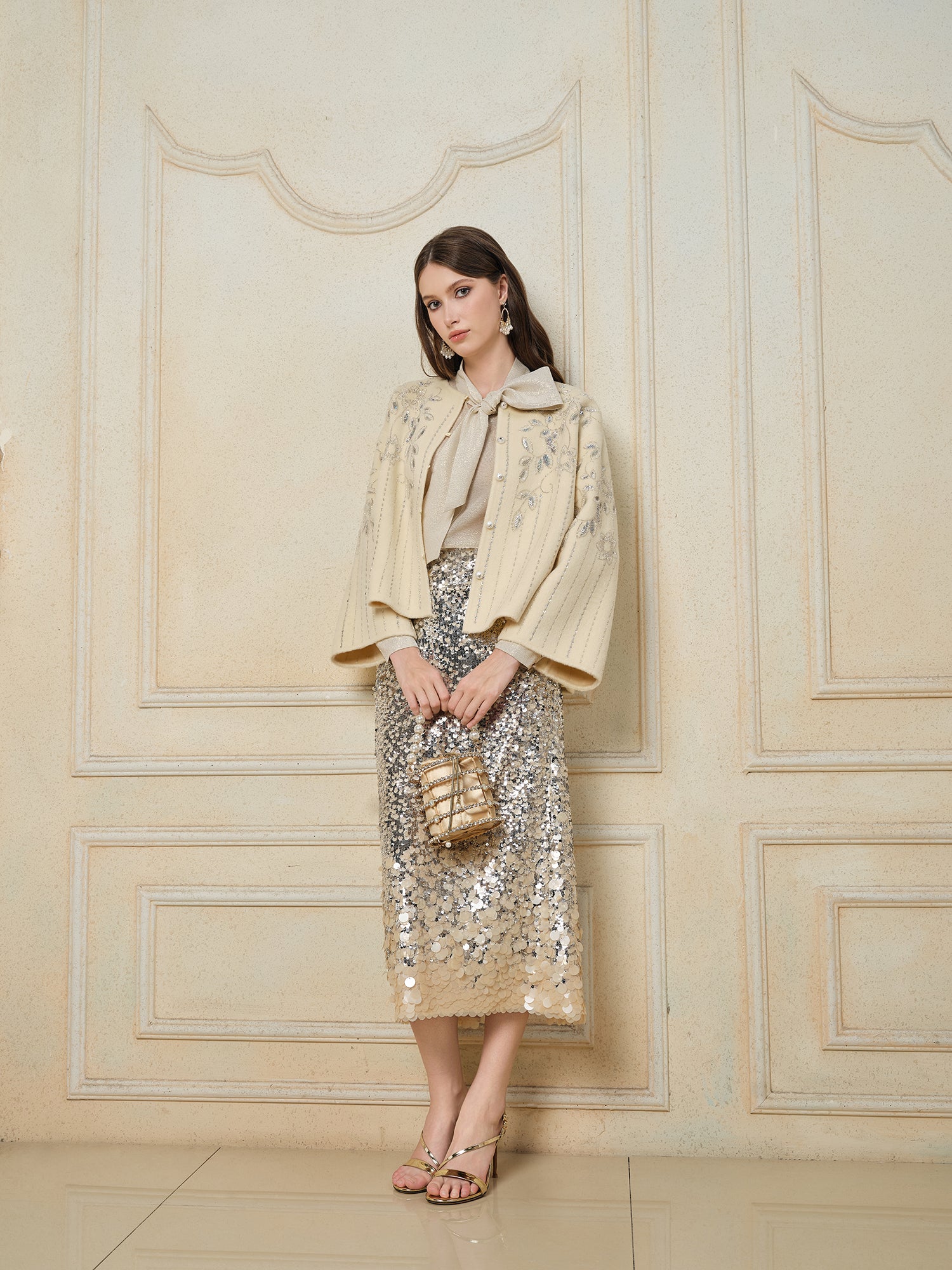 Ombre Sequin Slim Skirt