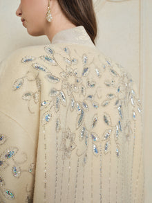 Crystal Leaf Embroidered Wool Coat