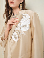 Luxury Floral Applique Satin Blazer