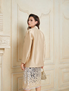 Luxury Floral Applique Satin Blazer