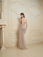 Radiant Crystal Mesh Pleated Gown