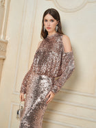 Champagne Sequin Off-Shoulder Top