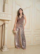 Champagne Sequin V-Neck Cami Top