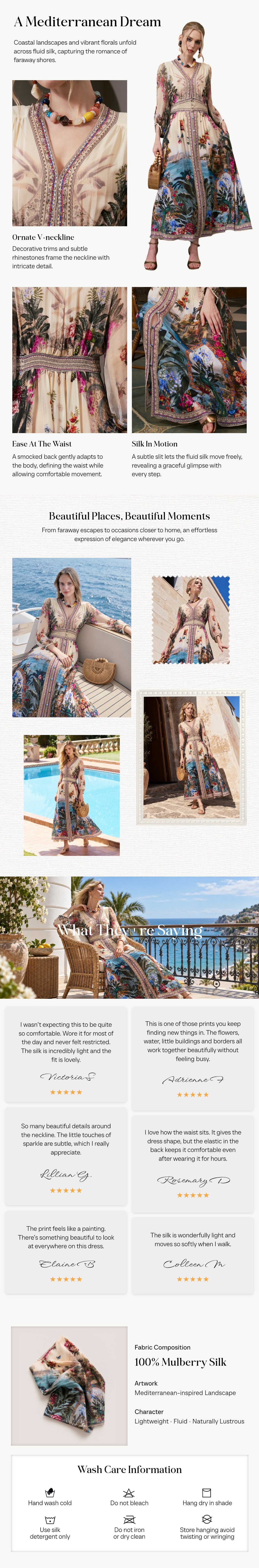 Coastal Print Mulberry Silk Dress