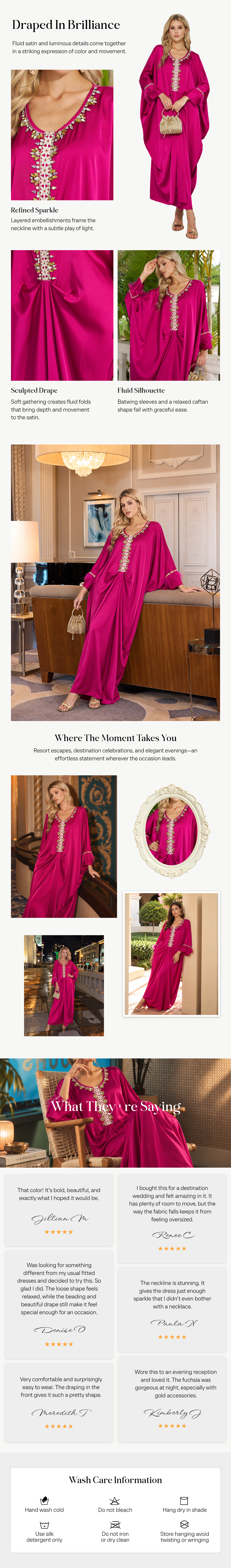 Feather-Trimmed Embellished Satin Caftan Dress