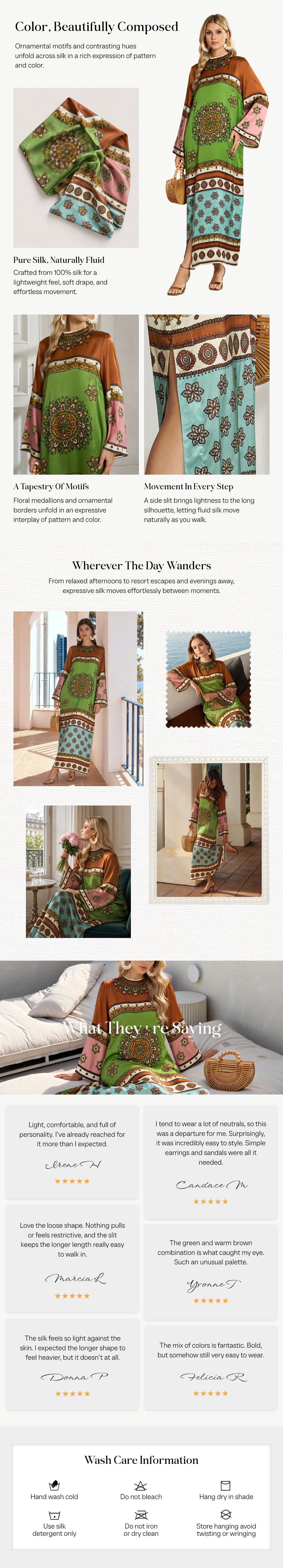 Exotic Placed Print Silk Slit Dress