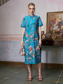 Allover Bird-Embroidered Dress - Social Queen