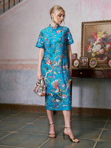 Allover Bird-Embroidered Dress - Social Queen
