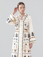 Art Print Linen Shirtdress - Social Queen
