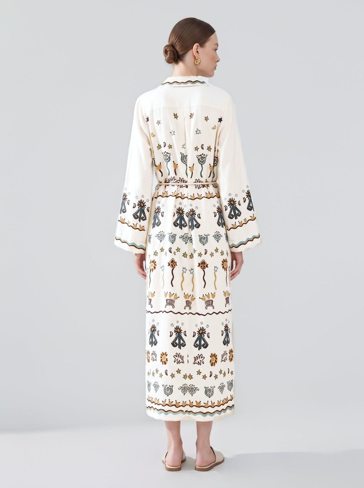 Art Print Linen Shirtdress - Social Queen