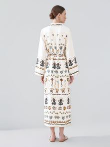 Art Print Linen Shirtdress - Social Queen