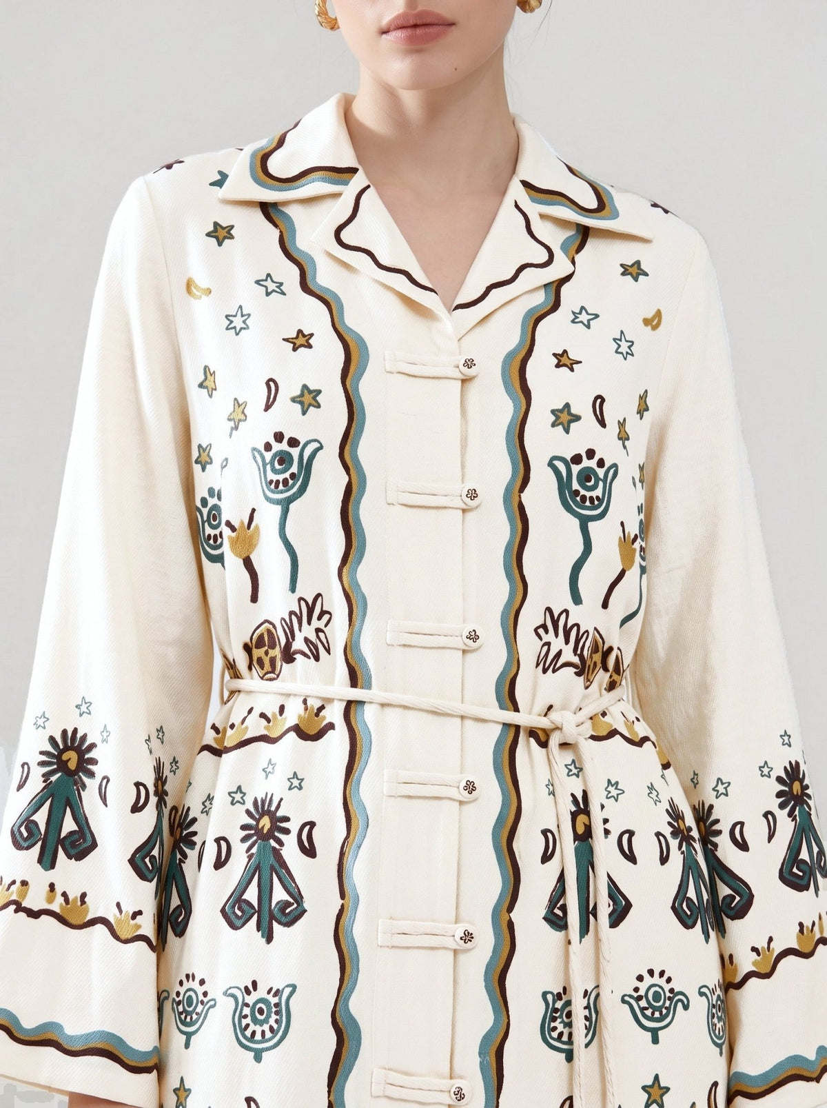 Art Print Linen Shirtdress - Social Queen