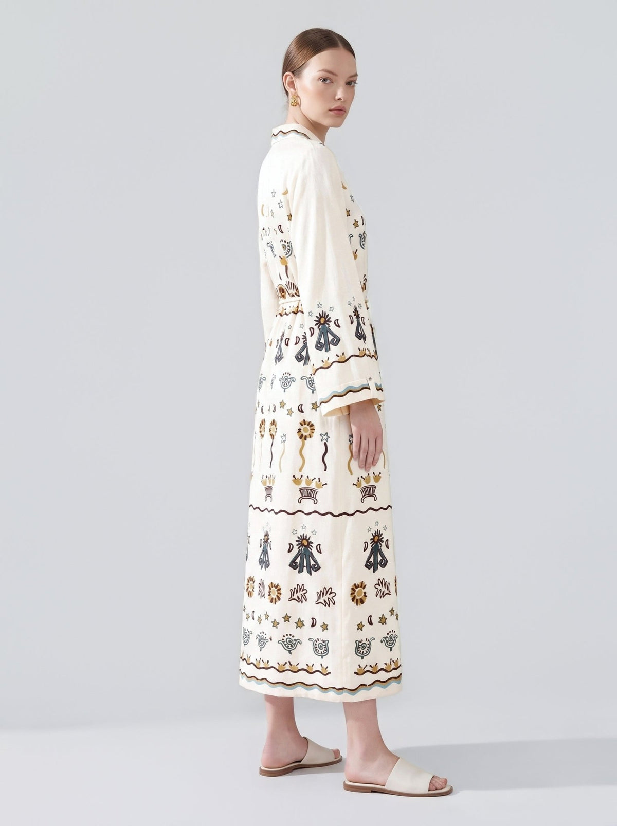 Art Print Linen Shirtdress - Social Queen