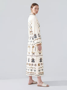 Art Print Linen Shirtdress - Social Queen