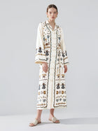 Art Print Linen Shirtdress - Social Queen