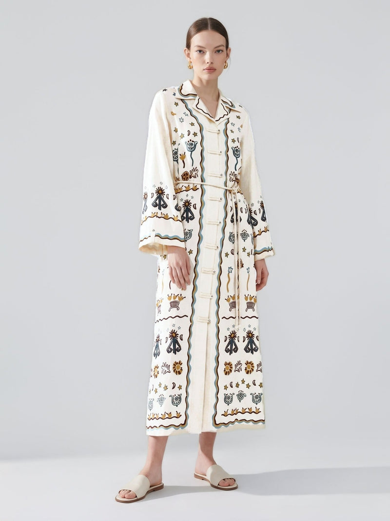Art Print Linen Shirtdress - Social Queen