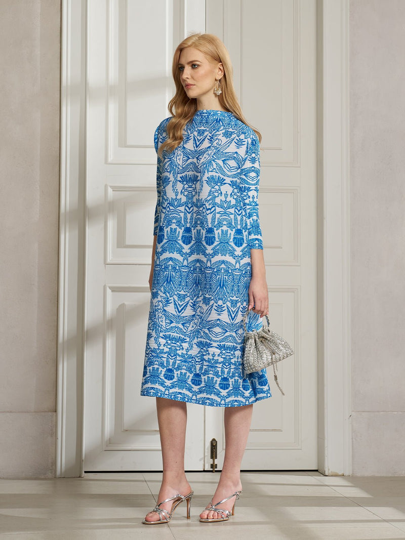 Artistic Placement - Print Pleated Dress - Social Queen