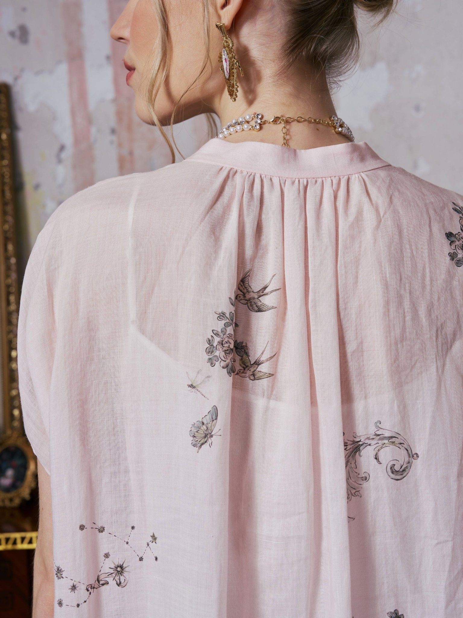 Baroque Garden Print Ramie Dress (Includes Slip Dress) - Social Queen
