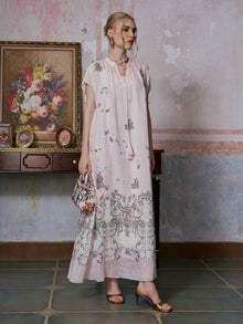Baroque Garden Print Ramie Dress (Includes Slip Dress) - Social Queen