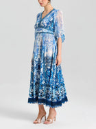 Baroque Placement Print Silk Dress - Social Queen