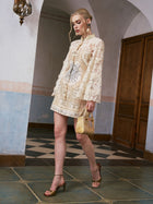 Baroque Print Floral Appliqué Dress - Social Queen