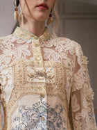 Baroque Print Floral Appliqué Dress - Social Queen