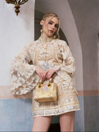Baroque Print Floral Appliqué Dress - Social Queen