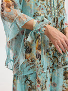Baroque Print Mulberry Silk Dress (Scarf Included) - Social Queen