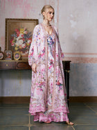 Baroque Print Mulberry Silk Robe with Scarf - Social Queen