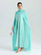 Beaded Cape Scarf Gown - Social Queen